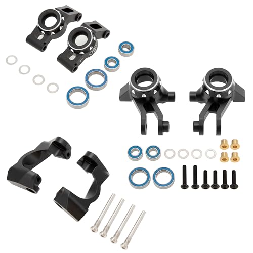 MEUS Racing Aluminum Steering Knuckles C-Hub Stub Axle Carrier Kit for Traxxas 1/16 Mini Maxx Upgrade Parts #10736,10752 (Black) - color: Black
