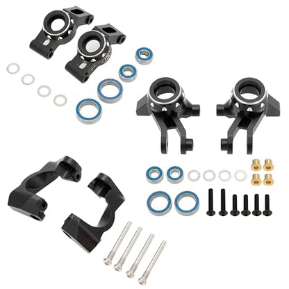 MEUS Racing Aluminum Steering Knuckles C-Hub Stub Axle Carrier Kit for Traxxas 1/16 Mini Maxx Upgrade Parts #10736,10752 (Black) - color: Black