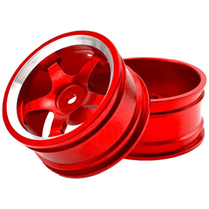4Pcs Vgoohobby Metal Wheel Rims 12mm Hex Hub 5-Spoke Width 26mm Compatible with 1/10 Tamiya Kyosho HSP HPI Traxxas RedCat Sakura 1/10 On-Road Racing Touring RC Drift Car (Red) - color: Red