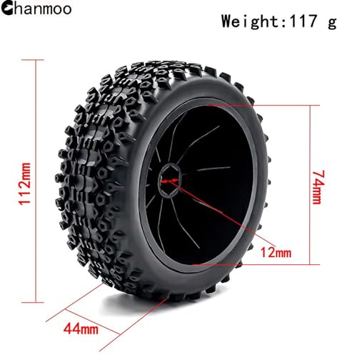 1/10 RC Short Course Truck Wheels and Tires with 12mm Hex 1:10 Scale Off Road Tyres for 1/10 RC Off-Road Car Traxxas TRX4 Slash Arrma Losi Tenacity Vkar 10sc Hpi RC Buggy Car 4PCS (C Tires) - color: C Tires