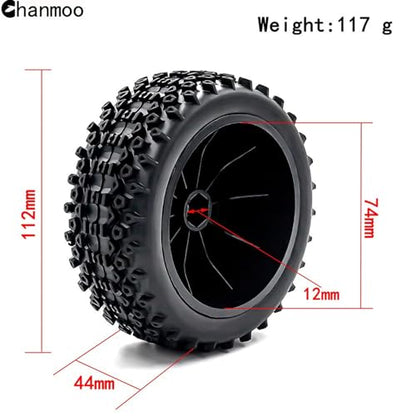 1/10 RC Short Course Truck Wheels and Tires with 12mm Hex 1:10 Scale Off Road Tyres for 1/10 RC Off-Road Car Traxxas TRX4 Slash Arrma Losi Tenacity Vkar 10sc Hpi RC Buggy Car 4PCS (C Tires) - color: C Tires