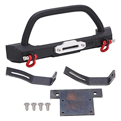 RC Rock Car Metal Front Bumper Heavy Duty Upgrade Parts for SCX10 90046 90047 1/10 RC Crawler Black Steel Aluminum 141x57mm 260g