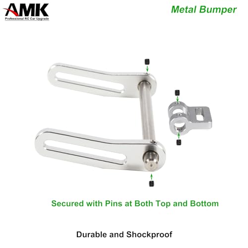 AMK Adjustable 1/10 Scale Bumper Mount Front Rear, Metal Bumper Set Complete for RC Crawler Body LCG Chassis Axial SCX10 II Element Enduro Gen7 Gen8 TRX6 TRX4 Upgrades (Silver) - color: Silver