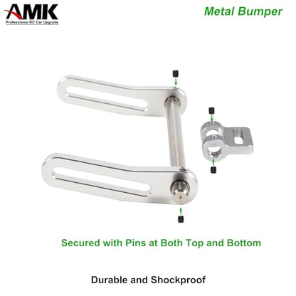 AMK Adjustable 1/10 Scale Bumper Mount Front Rear, Metal Bumper Set Complete for RC Crawler Body LCG Chassis Axial SCX10 II Element Enduro Gen7 Gen8 TRX6 TRX4 Upgrades (Silver) - color: Silver