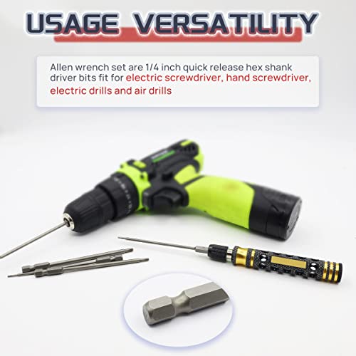 RC Hex Bit 1.27mm 1.5mm 2.0mm 2.5mm 3.0mm for Electric Screwgun/Power Drill | RC Tools Kit,Hex Head Allen Wrench Drill Bit Set,1/4" Hex Shank,High Hardness Steel