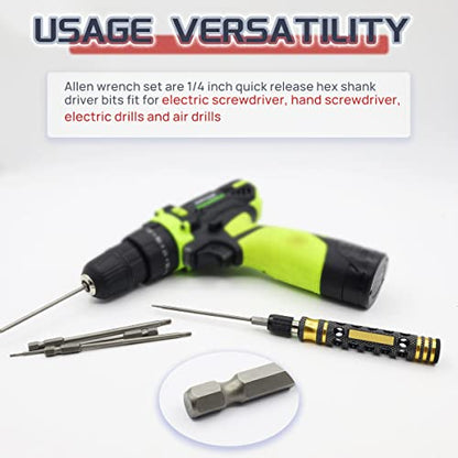 RC Hex Bit 1.27mm 1.5mm 2.0mm 2.5mm 3.0mm for Electric Screwgun/Power Drill | RC Tools Kit,Hex Head Allen Wrench Drill Bit Set,1/4" Hex Shank,High Hardness Steel