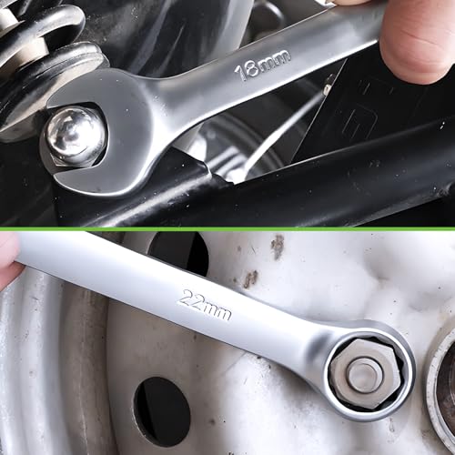 Der Erwachte 30pc Combo Wrench Set SAE Metric 1/4-1 8-22mm Storage Pouch | Made of durable Cr-V steel, dual open & box ends, sturdy build, for automotive maintenance and household repair - size: 30 Piece (Metric+Sae)