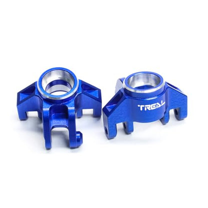 TREAL Aluminum 7075 Front Steering Knuckles Spindle Set for 1/18 Mini LMT Monster Truck Grave Digger(Blue) - color: Blue