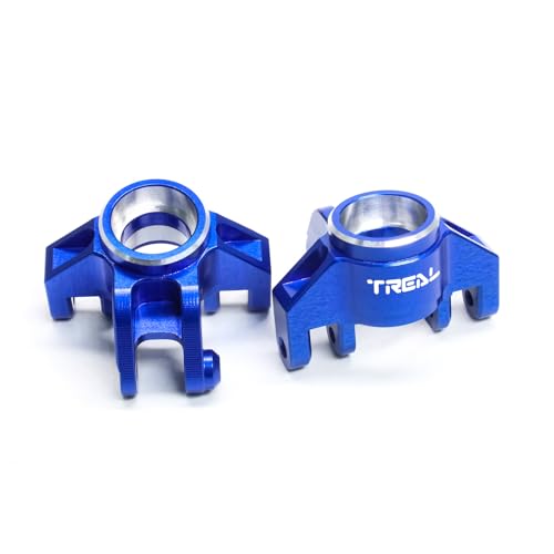 TREAL Aluminum 7075 Front Steering Knuckles Spindle Set for 1/18 Mini LMT Monster Truck Grave Digger(Blue) - color: Blue