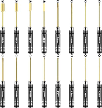 Car Tool Kit - 16pcs Screwdriver Tool Set Includes Flat, Phillips, Hex, Titanium Steel Tool Set Hex Driver Set Tool Kit with Tools Storage Bag for Remote Control Car Drone Helicopter Models - style: 16pcs Screwdrivers