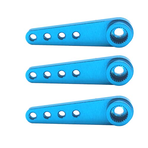 3Pack Vgoohobby 25T Aluminum Alloy Servo Horn Extension Steering Arm 37mm Compatible with Futaba Savox Power HD HSP Himoto MG995 MG996 Servos 1/10 Redcat TRX-4 Axial SCX10 RC Car (Blue)