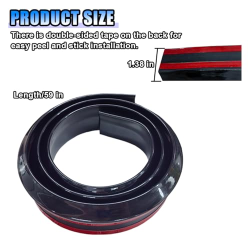 Car Rear Spoiler Roof Lip Kit, Rubber Trunk Spoiler Trim Strip Cool Car Decoration, Universal Punch-Free Vehicle Exterior Accessory Sticker (Bright Black)