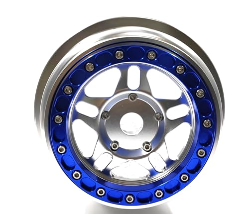 CNC aluminum bead lock wheel For LOSI Super Baja Rey 2.0 1/6 1pcs (silver+blue) - color: silver+blue