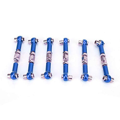 6 Pcs Adjustable Servo Links Tie Rod Set High Precision Aluminum Alloy RC Car Accessories for 1/10 1/12 Buggy Touring Drift Cars Red Purple Black Dark Blue Light Blue (Dark Blue) - color: Dark Blue