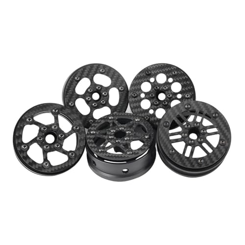 2.2 Beadlock Carbon Fiber Wheels Rims for 1/10 RC Crawler Cheater Rigs | Upgrade 4pcs,lightweight,beadlock no-glue design,For Capra SCX10 Pro TRX4 TF2 Element Enduro,improves climbing traction. - style: A