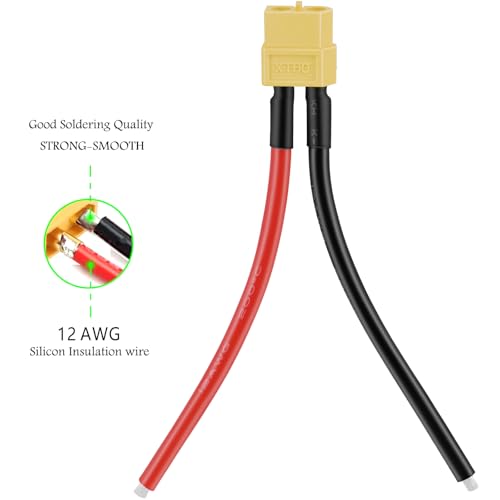 Yeebline 3 Pairs (6PCS) XT60 Plug Female and Male Connector, XT60 Connector Plug Adapter with 100mm 12AWG Silicone Copper Wire Cable Cord for RC Lipo Battery Cable Drone
