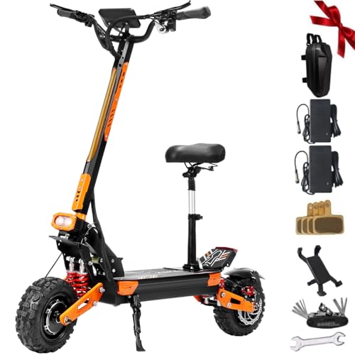 ZSNAKE Electric Scooter for Adults High Power 5600W Dual Motors Top Speed 50 MPH, 60V 30Ah Battery 60+ Miles Range, 11" Tubeless Off-Road Tire Sports Folding E-Scooter with Seat