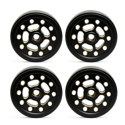 Brass 0.7" Wheel and Brass/Offset and 0.7‘’ Wheel Tire with Foam for SCX30 Cars Upgrade Parts 4pcs/Set (Brass 0.7" Beadlock Offset Wheel) - color: Brass 0.7" Beadlock Offset Wheel