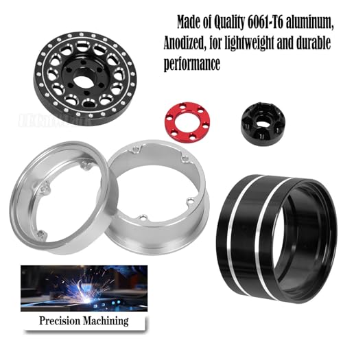 RC 2.2 Beadlock Wheels Adjustable 4 Offsets Rims for 1/10 RC Crawler Car SCX10 SCX10 II 90046 SCX10 III AXI03007 SCX10 Pro TRX4 TRX6 D90 Gen7/8 VS4-10 MST CFX,Black - color: Black (2.2 Beadlock Wheels Rims)