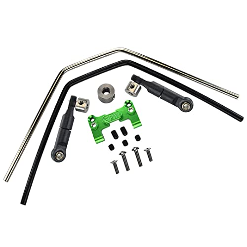 GPM 15Pc Set Upgrades Aluminum Front/Rear Sway Bar Mount with Linkage and Wire for 1/8 4Wd Sledge Monster Truck (95076-4) Rc Cars (Green)