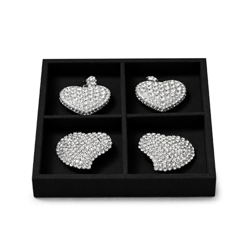 Oirlv Black Microfiber Jewelry Jewelry Tray 4-Compartment | Soft Black Microfiber Material, 5.51"X5.51"X0.79", Clean Minimalist Display, Perfect for Rings and Small Accessories - style: P13714