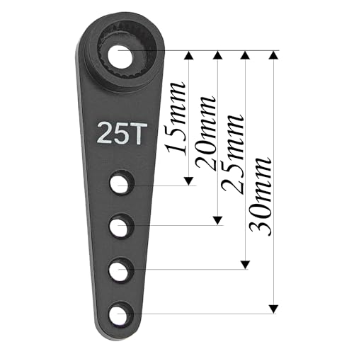 5Pcs ShareGoo 25T Servo Horn 37mm Metal 25 Teeth Extension Steering Arm Server Compatible with Futaba Savox Power HD HSP MG995 MG996 Servos for RC Car Truck (Black) - color: Black