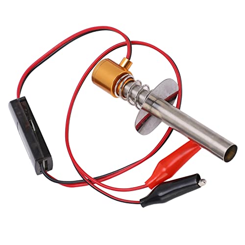 6-12V RC Car Igniter Kit with N4 Hot Glow Plug Gasket, RC Glow Plug Igniter for Methanol Engine, Electronic Glow Plug Starter for Aircraft Car Model, Compatible with HSP and Othe (Golden) - color: Golden