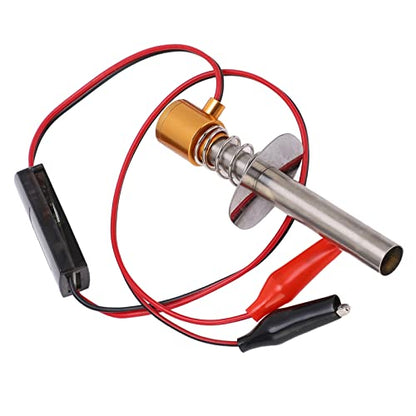 6-12V RC Car Igniter Kit with N4 Hot Glow Plug Gasket, RC Glow Plug Igniter for Methanol Engine, Electronic Glow Plug Starter for Aircraft Car Model, Compatible with HSP and Othe (Golden) - color: Golden