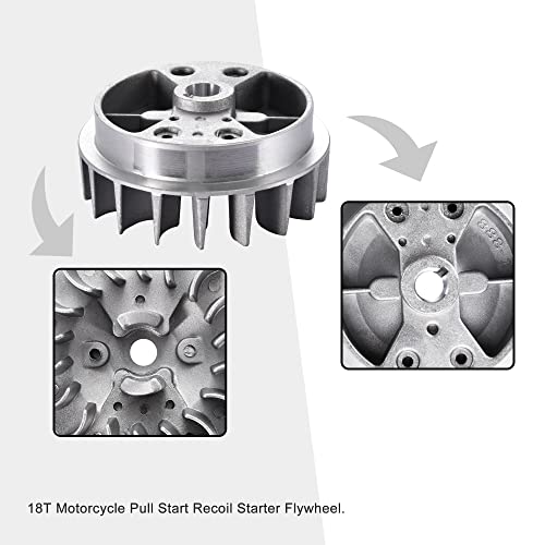 GOOFIT Alloy Pull Recoil Starter with Flywheel for 2 stroke 47cc 49cc Engine Pocket Dirt Bike Mini ATV Quad Wheeler Gray - color: Gray