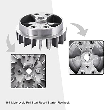 GOOFIT Alloy Pull Recoil Starter with Flywheel for 2 stroke 47cc 49cc Engine Pocket Dirt Bike Mini ATV Quad Wheeler Gray - color: Gray