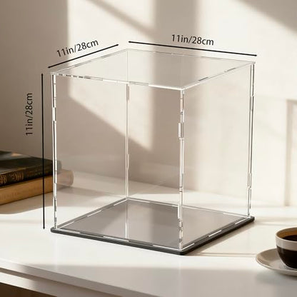 Acrylic Large Display Case for Collectibles and Toys, Clear Display Box with Thick Base and Lid for Protection and Displaying, 11x11x11-inch - size: 11"L x 11"W x 11"H