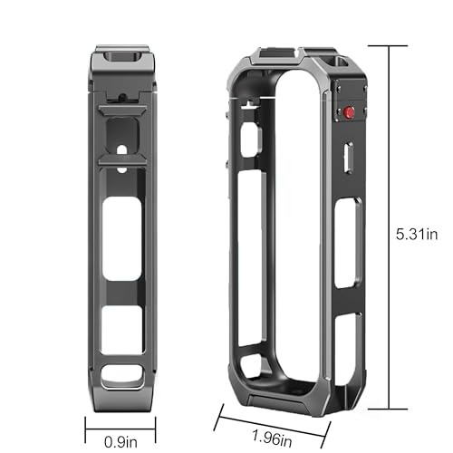 Camera Case Cage with Silicone Lens Cover for Insta360 X5 | Aluminum Alloy Protective Case with 1/4" Threads, Utility Frame Built-in 2 Cold Shoe for Microphone and Led Video Light