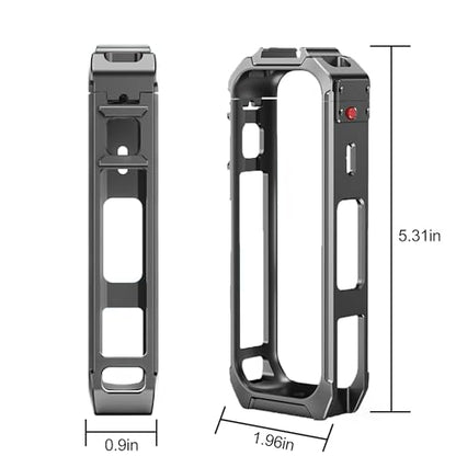 Camera Case Cage with Silicone Lens Cover for Insta360 X5 | Aluminum Alloy Protective Case with 1/4" Threads, Utility Frame Built-in 2 Cold Shoe for Microphone and Led Video Light