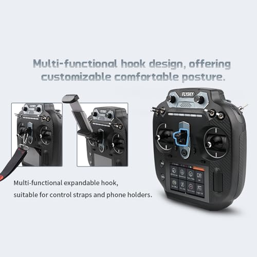 Flysky FS-ST16 16CH 2.4GHz RC Transmitter and FS-SR8 Receiver, 3.5 Inch IPS Screen Transmitter with Receiver Set for Remote Control Plane Car Boat (Black)