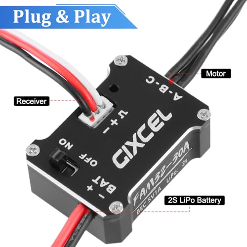 30A Brushless ESC for TRX4M SCX24 Micro RC Crawlers Upgrades | Compact 30A brushless ESC delivers smooth throttle response and reliable power for 1/18 and 1/24 micro crawlers