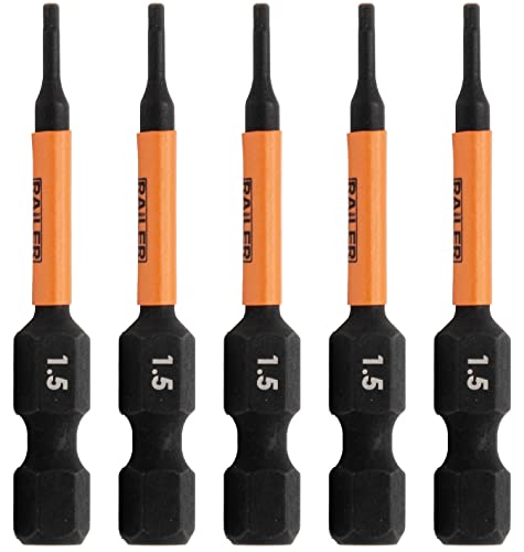 5pc 1.5mm Hex Bit Set 2 Inch S2 Steel Impact Allen Wrench Screwdriver Bits | Precision machined hex tip for machinery & furniture assembly. Extended 2" reach for quick-release 1/4" hex chucks. - size: 0.059 in