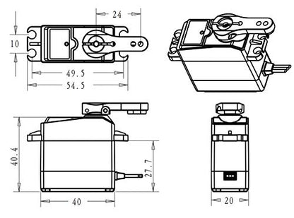 ZOSKAY Servo High Torque Metal Gear Standard Digital Servo 25KG/0.13S 6.8V for 1/8 1/10 RC Cars (Control Angle 270)