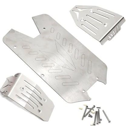 Steel Chassis Armor Front Rear Protector Skid Plate for Arrma 1/10 Vorteks 4x4 3S Blx 4WD Big Rock RC Car Upgrade Parts(Silver