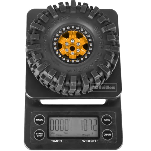 1.9 Beadlock rc Tires Wheels for 1/10 TRX4 TRX6 SCX10 90046 AX103007 Gen8 Gen7 D90 VS4-10 MST CFX RC Crawler,1.9 Wheels and Tires Alloy Aluminium Rims w/Rubber Tyres,Gold - color: Gold(4pcs)