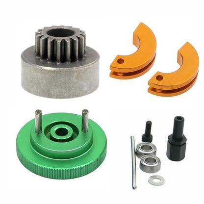 Krixis 1set Flywheel Clutch bell 16T Tooth Clutch Bell & Ball BeaR1ngs 10 * 5 * 4mm for 1/10 rc Nitro model car Engine parts - (Color: Choose 24)