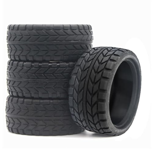 Set of 4 Rubber Tires Compatible with 1/10 Traxxas Tamiya HPI HSP RC Vehicle Tires TT02 TT01 RS4 Road Racing Touring Car (Color H) - color: Color H