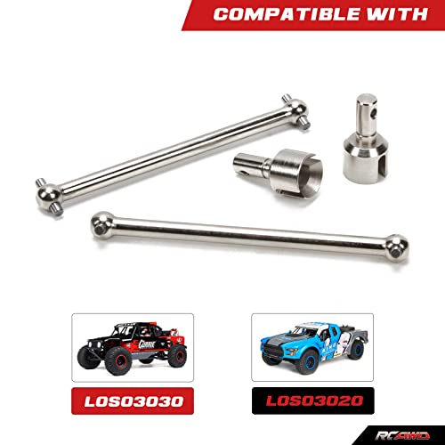 RCAWD Rear Driveshaft Set for 1/8 Losi LMT Upgrades, Dogbones & Diff Outdrive Drive Shafts for 4X4 Solid Axle Monster Truck #LOS04021, #LOS04022, Parts for #LOS242038, #LOS242049 Silver - color: Silver