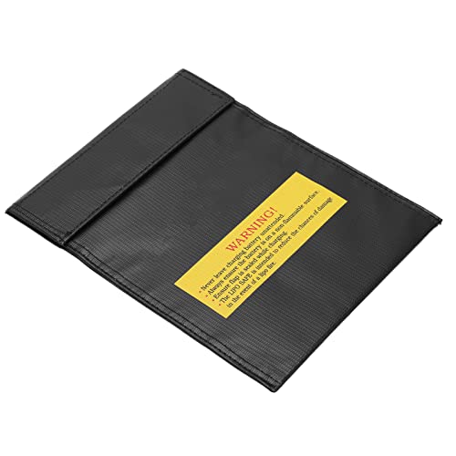Fireproof Lipo Battery Bag, Flame Retardant Storage Pouch, Charging Container with Radiation Heat Resistant, Ideal for Various Aircraft Batteries, 18x23cm (Black) - size: Black