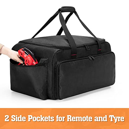 DSLEAF RC Storage Bag for 1/8 & 1/10 Car, Portable RC Carry Case, Bag Only | Multiple Pockets for Batteries, Charger, Tools and Other Accessories, Portable Handle and Adjustable Shoulder Strap