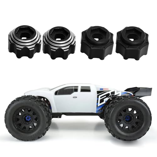 kingsea 4 Pcs RC 8X32 to 17MM Wheel Hex Adapters Aluminum Hex Adapters Compatible with Pro-Line RC Car Upgrades Parts #6353-00 6345-00, Black - color: Black