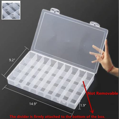 3PCS 36 Grids Large Plastic Organizer Box with Dividers, Compartment Organizer Box for Nail Accessories/Screw/Sewing Arts and Oil Paint, Bead Storage Containers 14.9 Inch x 9.2 Inch x 1.9 Inch (Clear) - size: 3PCS 36Grids
