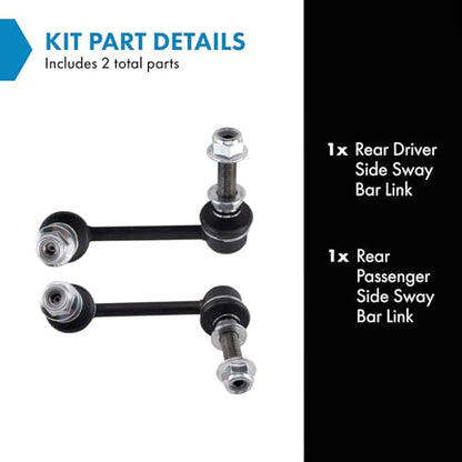 TRQ Rear Driver and Passenger Side Sway Bar Link Set Compatible with 2013 INFINITI JX35 2014-20 QX60 2022 QX60 2013-20 Nissan Pathfinder 2015-23 Murano - style: PSA34656