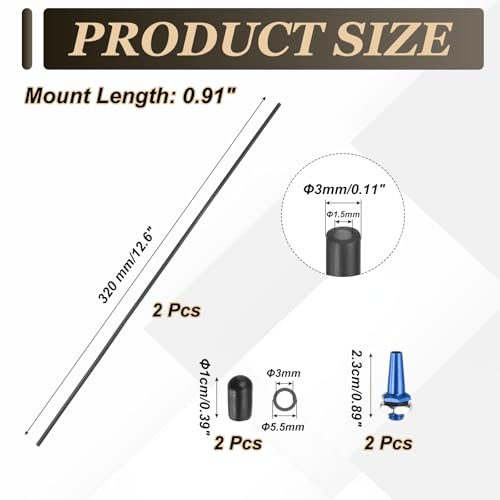 uxcell 320mm Plastic Protection Antenna Tube, RC Antenna Tube with Mount and Cap for RC Car Boat Drone Receiver(Blue, Black, 2 Pcs) - color: Blue Tone Black, size: 320mm