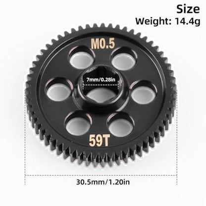 GLOBACT Cr Steel 0.5M 59T Spur Gear for Arrma Grom Losi RC Truck Racecar