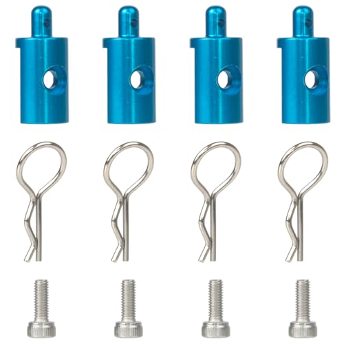 4Pcs Aluminum Body Mounts Body Shell Posts for 1/12 Scale Tamiya CW-01 Chassis Lunch Box Midnight Pumpkin Upgrades Parts (Blue) - color: Blue